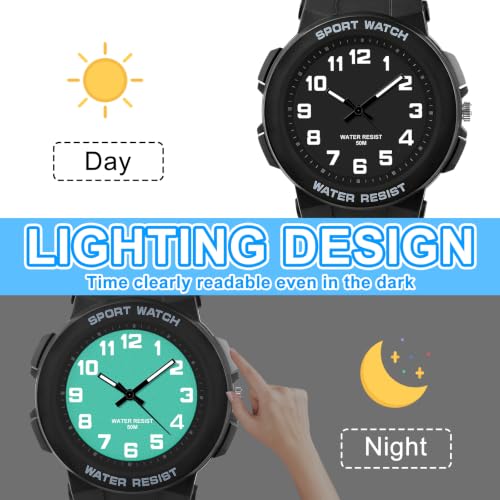Image of Juboos Kids Watch Analog for Boys Girls, Childrens Waterproof Soft Strap Kids Time Teaching Quartz Wristwatch for Ages 5-15