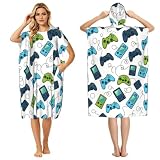 TGTBVDBJFDG Adults Youth Bright Joysticks Video Game Controller Gaming Cool Print Hooded Beach Towel Robe Towels Surfing Dry Pool Absorbent Bath Hooded Pockets