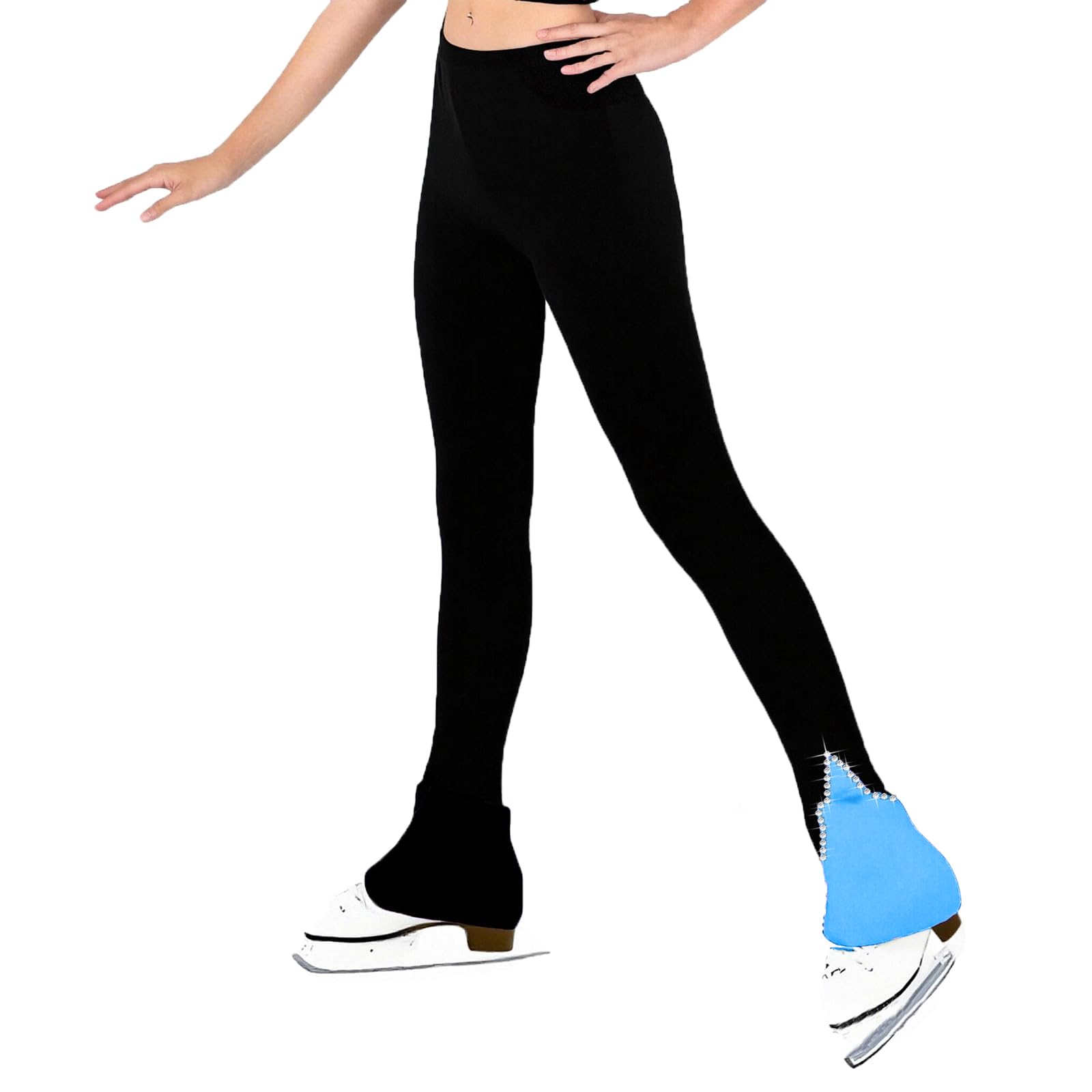 LIUHUO Pantalon de patinage artistique pour fille - Pantalon d'entraînement à strass