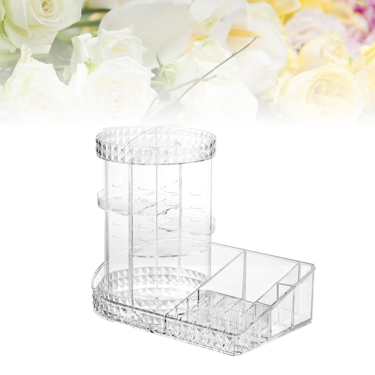 PACKOVE Organisateur de Maquillage Acrylique Transparent Rangement Cosmétique Rotatif pour Coiffeuse Salle de Bain et Chambre Pratique pour Accessoires et Soins Peau