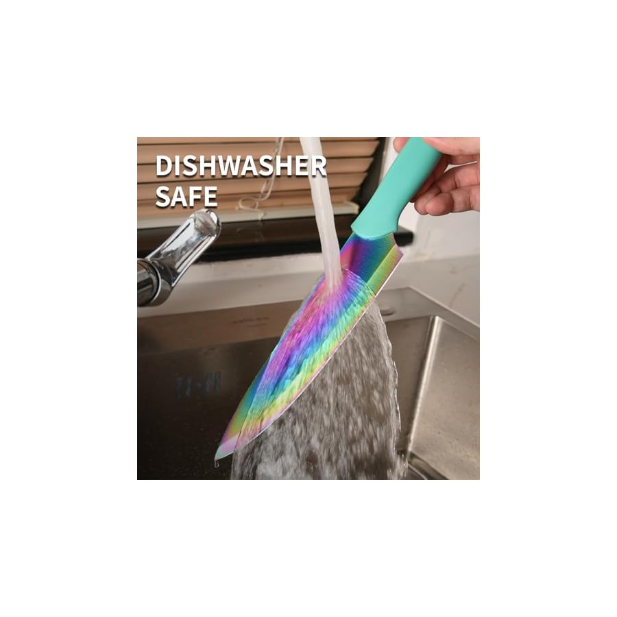 Kitchen-Knife-Set-with-Block-14-Piece-Rainbow-Titanium-Coated-Stainless-Steel-Knives-Set-Anti-Rust-and-Dishwasher-Safe-12-Knives-with-Kitchen-Shears-and-Block KATISUN Kitchen Knife Set with Block, 14 Piece Rainbow Titanium Coated Stainless Steel Knives Set, Anti-Rust and Dishwasher Safe, 12 Knives with Kitchen Shears and Block