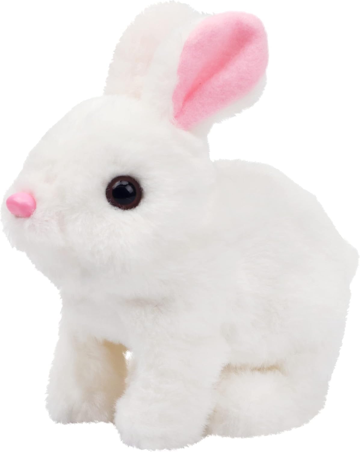 Hopping Rabbit Interactive Electronic Pet Plush Bunny Toy with Sounds and Movements Animated Walking Wiggle Ears Twitch Nose Gift for Toddlers Birthday, White