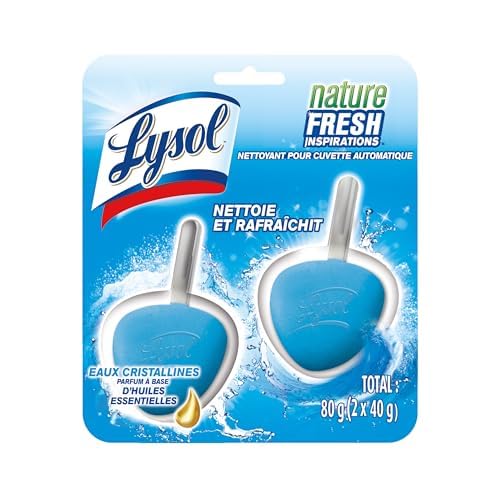 Image of Lysol Automatic In-The-Bowl Toilet Cleaner, Cleans and Freshens Toilet Bowl, Atlantic Fresh Scent, 2 Count (Pack of 1)