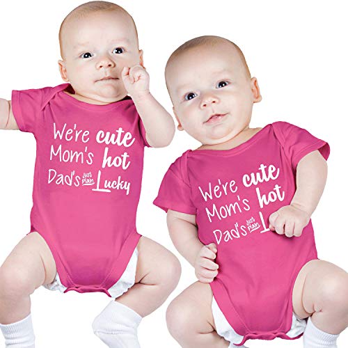 Nursery Decals and More Bodysuits for Twin Girls, Includes 2 Bodysuits, 0-3 Month Dad is Lucky