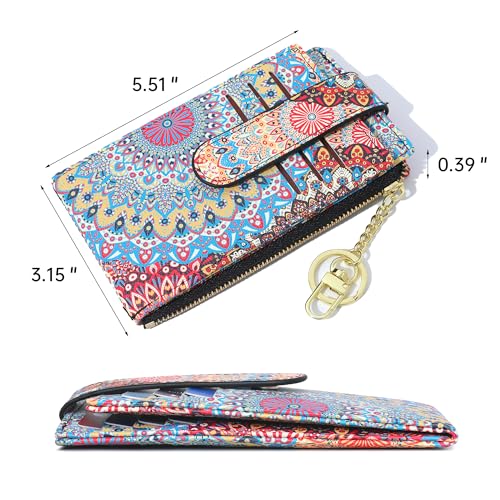 Image of Badiya Slim Women Wallet RFID Blocking Bifold Compact 9 Card Slots Holder Wallets Soft Leather with Zipper Coin Pocket 2 ID Window