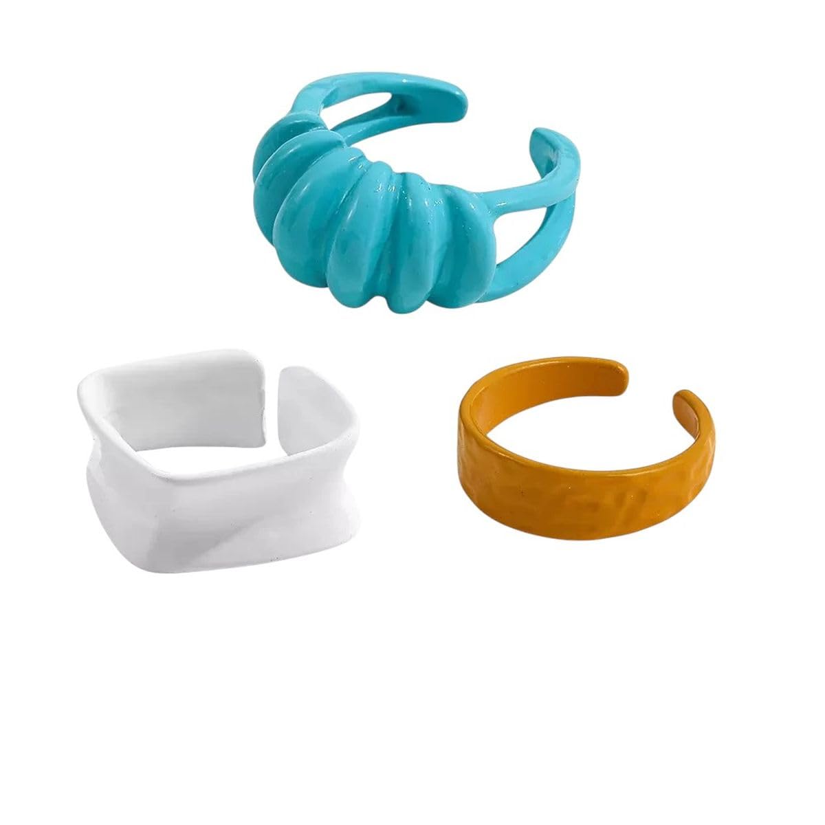 New 2026 Unisex Aesthetic Irregular Geometric Hand-Painted Enamel Rings Set For Women Hers Trendy Chain Open Ring Stacking Jewelry Findings Accessories Fashion Creative Gift And Men