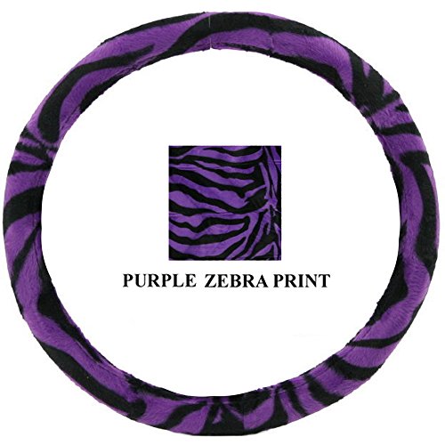 LA Auto Gear Purple Zebra with Black Stripes Animal Print Safari Wild Series Car Truck SUV Elastic Scrunchie Steering Wheel Cover