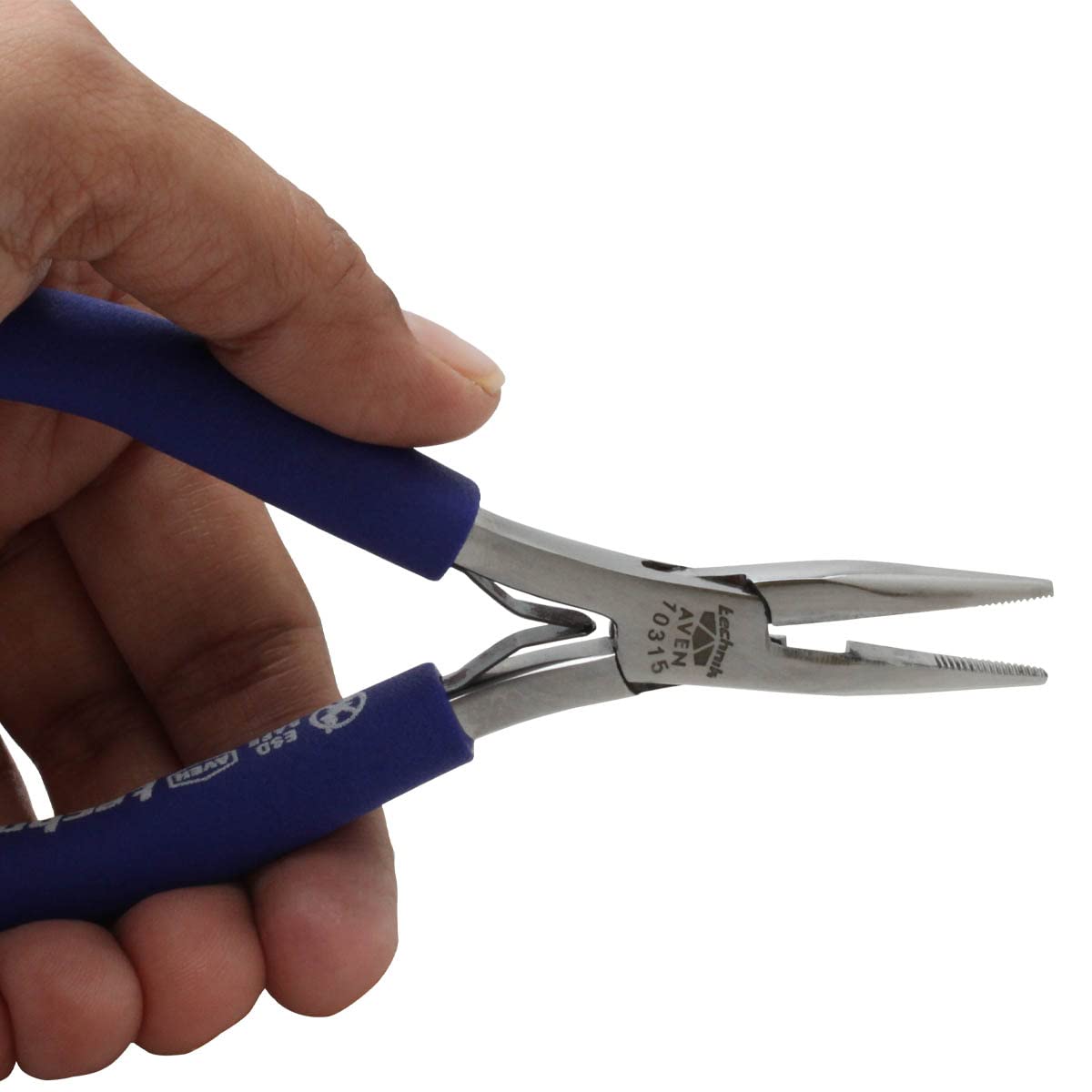 Aven 10315 Technik Stainless Steel Serrated Jaw Long Nose Plier with Cutter, 1-1/32" Jaw Length, 4-3/4" Overall Length