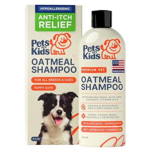 Pets Are Kids Too Oatmeal Dog Shampoo Baking Soda Hypoallergenic Anti Itch Moisturizing Soothing Deodorizing Pet Care Safe Puppy Shampoo Sensitive Skin Cat Shampoo - Coconut Based Cleanser 17 fl oz