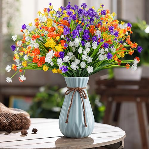 Image of AmyHomie 20 PCS Artificial Flowers for Outdoors, UV Resistant Fake Plants