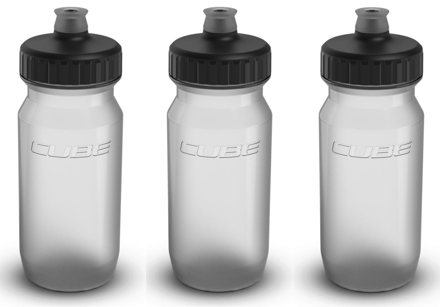 Leisure Lakes Bikes Clear Transparent Cube Feather 3 Pack Cycling Drink Bottles (Transparent, 500Ml)