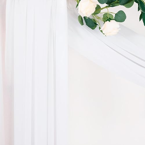Miniatura 6 de MLMC 2 paneles de tela blanca para arco de boda, 29 pulgadas x 20 pies, cortinas de gasa extralargas, cortinas de telón de fondo transparentes de