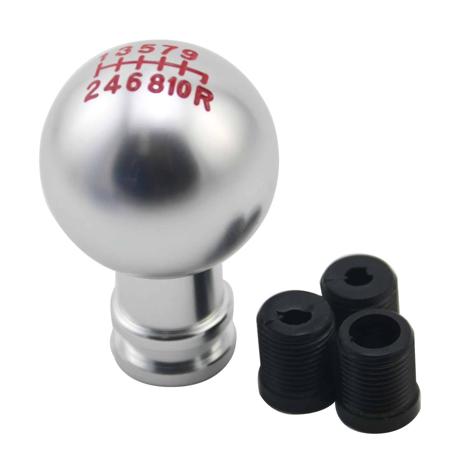 Nucelit Shifter Knob Aluminum Ball Shape Gear Shifter Knob for Manual Vehicles, with 3 Adapters Gear Shifts Adapter