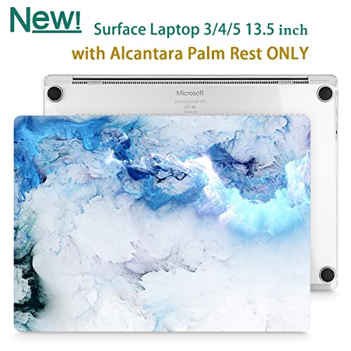 Mektron 13.5" Laptop 3/4/5 Case With Alcantara Palm Rest Microsoft Surface Laptop Cover 1867/1958/1950,(2019-2022) Plastic Hard Shell Cases With Screen Protector + Keyboard Cover,Cloud & Lightning #TOP2