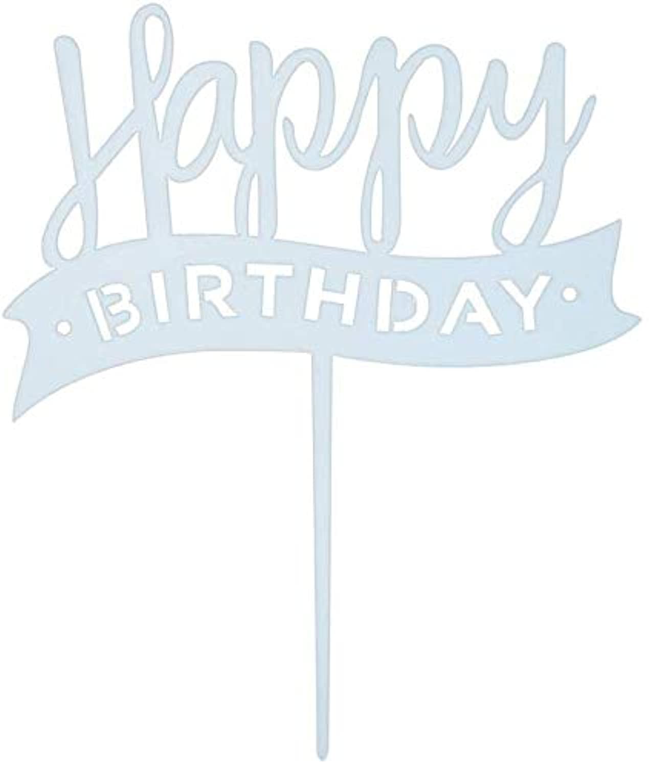Acrylic Happy Birthday Cake Topper Decorationcake Flags Baby Shower Birthday Party Decoration Cake Baking Party Supplies Cupcake Picks (Blue)