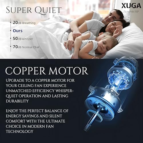 Image of XUGA Zephyr F1P Premium Smart 1200mm, BEE 5-star BLDC fan,6 Blade,Remote Ceiling fan for Home, 100% Copper Motor,Energy Saving, High Air Delivery,LED (Dark Wooden Combo)(5 Year Warranty)
