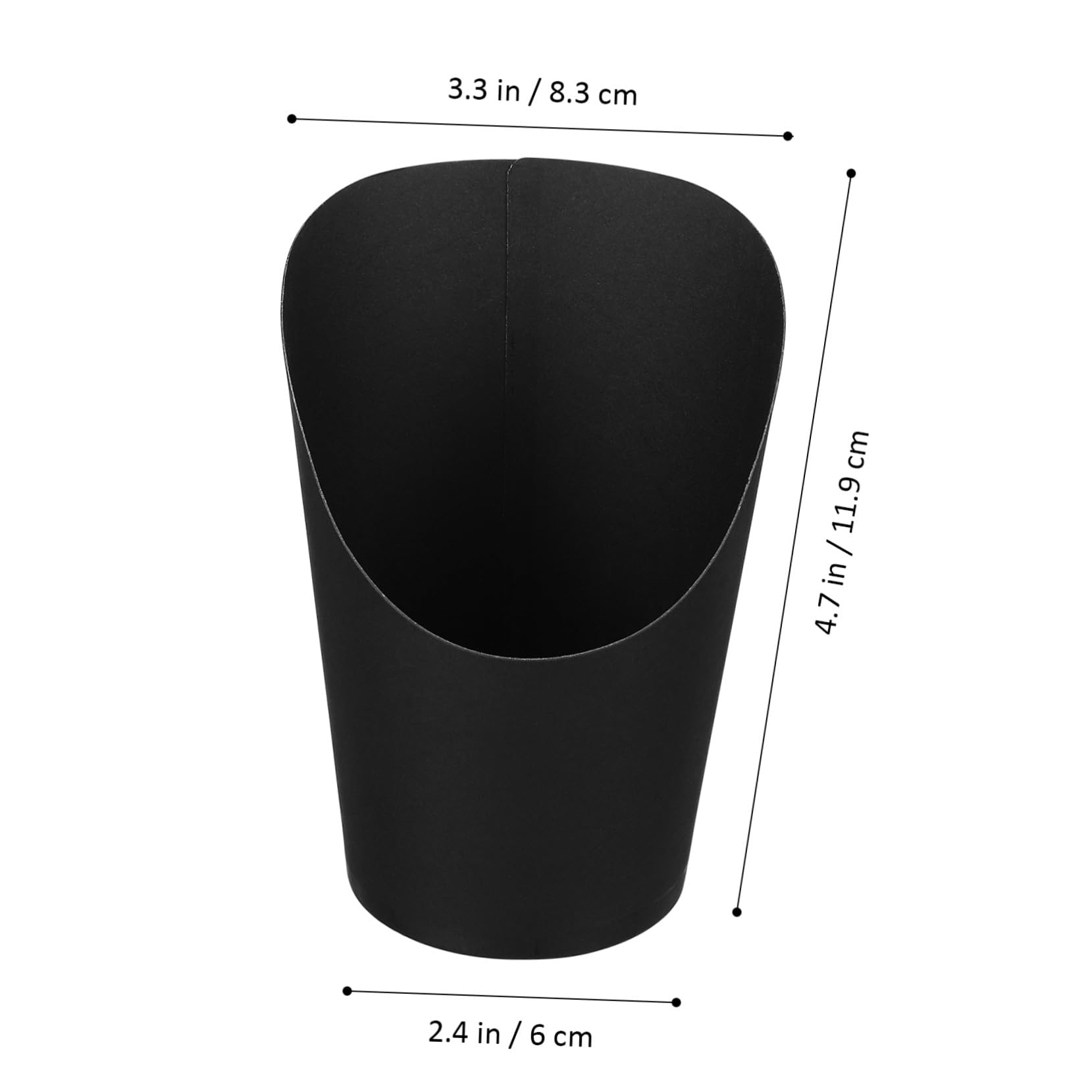 VANZACK 100 pezzi Bicchieri di Carta da 14oz con Apertura Obliqua per Patatine Fritte e Snack Contenitori Resistenti per Feste ed Eventi Neri 100 Pezzi