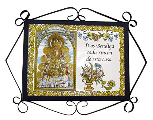 Rustiluz Azulejo Virgen del Rocío Dios Bendiga Cada rincón de Esta casa con herraje