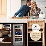Dual Zone Wine Cooler 28 Bottle, 15 Inch Wine Fridge & Refrigerator, Freestanding/Built-In Design, 40-65°F Digital Temperature Control, Double-Layer Tempered Glass Door, Home, Bar, Kitchen - Image 5