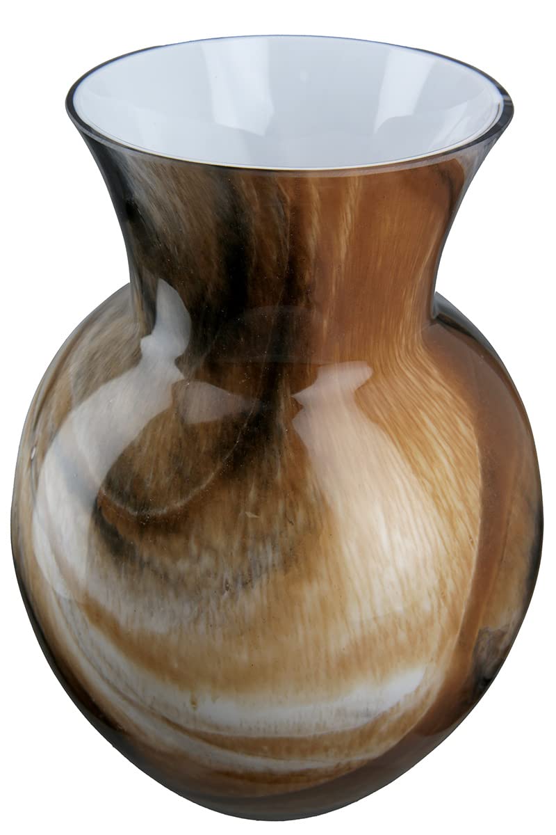 GILDE Draga Glass Vase - Decorative Flower Vase Height 26 cm Brown Black Marble Look - European Manufacture - Image 4