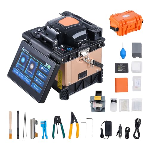 Happybuy Fiber Fusion Splicer with 4 Motors. It Features clad Alignment for Fiber Optic Splicing. 6s for Splicing and 13s for Heating. Comes with a 5