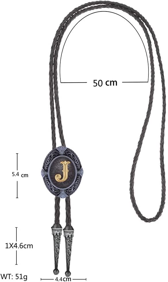 HUABOLA CALYN Vintage Bolo tie for Men Western Cowboy Native American Initial Letter ABCDJMR to Z Costume Bolo ties for Women - Image 5