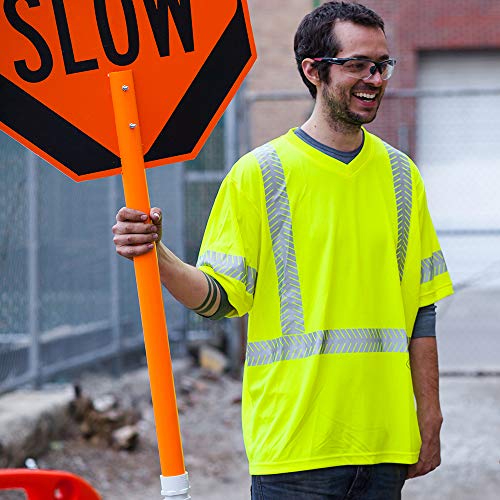 Pioneer Hi Vis Safety T Shirt for Men - Reflective Tape for ANSI Class 3 Work - High-Visibility Short Sleeve T-Shirt – Cool, Breathable, Lightweight Tee – Orange or Yellow/Green, Large