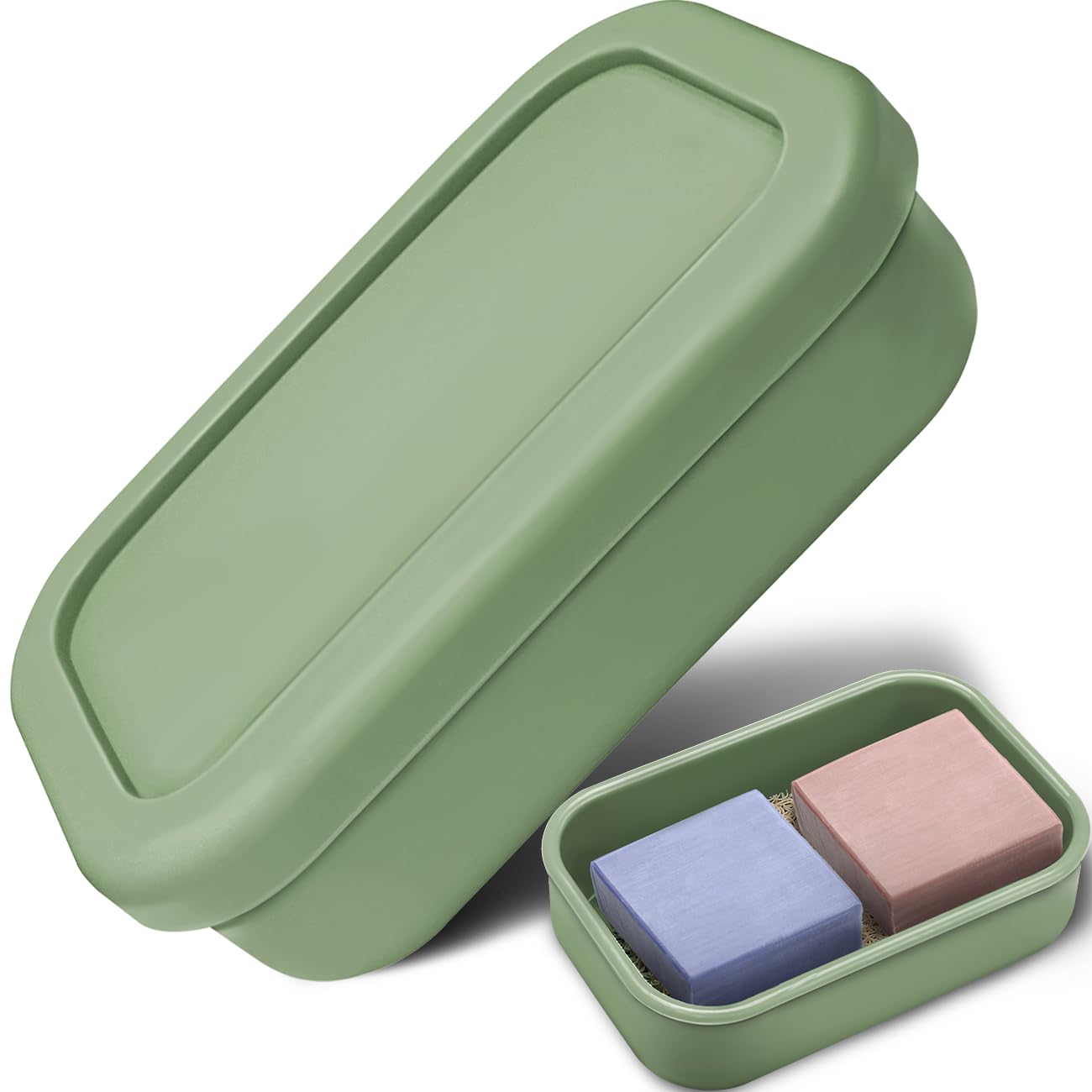 Enhanced Leak Proof Traveling Soap Holder with Lid, Shampoo Bar & Conditioner Bar Holder, Soap Container with Draining Layer, Portable Bar Soap Holder for Bathroom, Gym, Camping