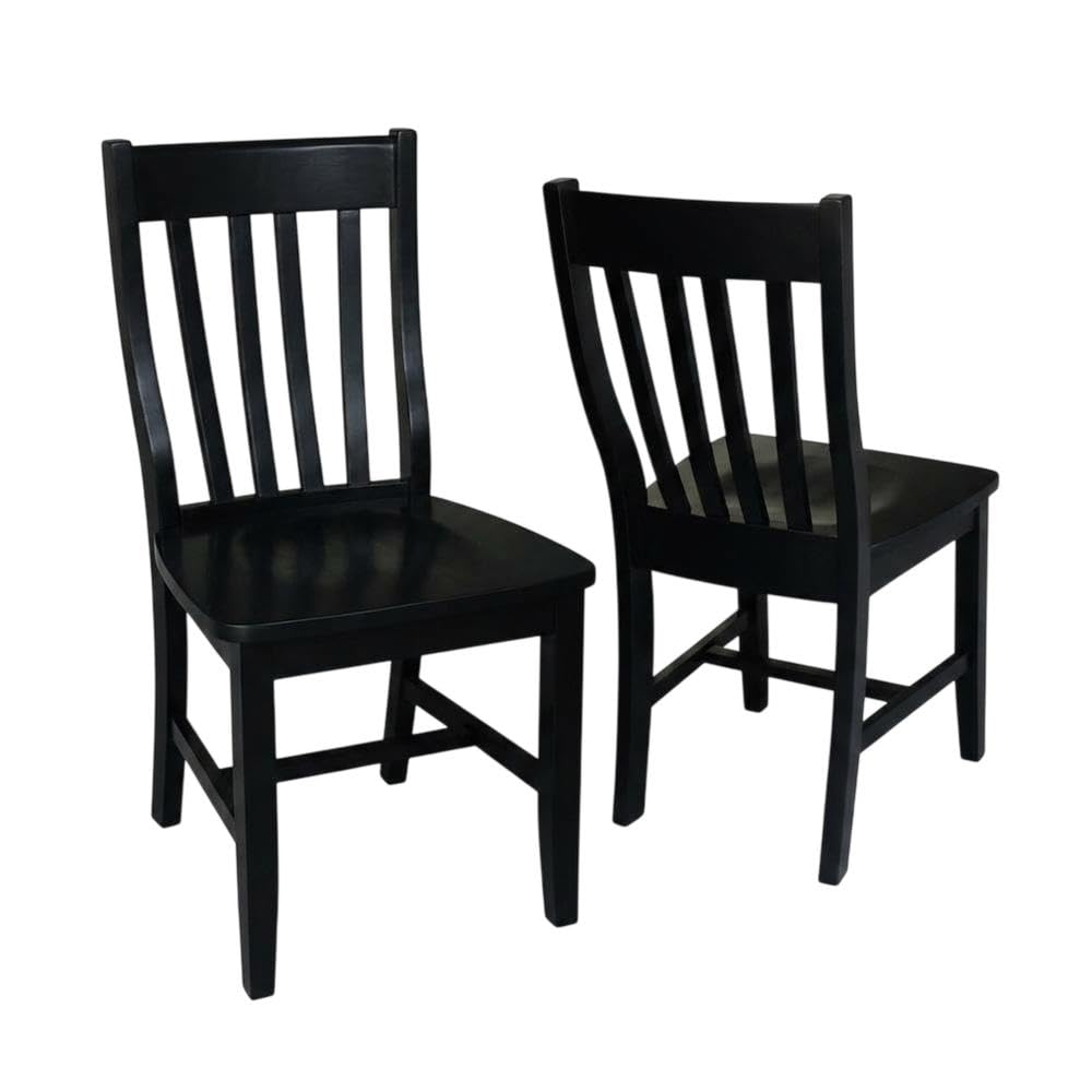 Solid Wood Dining Chair Set of Two by Furnifact – Wood, Black, Pack of 2