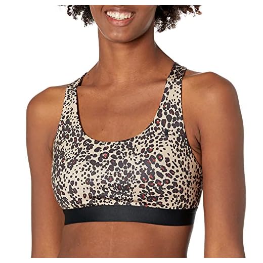 Champion Absolute Eco - Reggiseno sportivo da donna, Mini Leopard Flow Country Noce, XS
