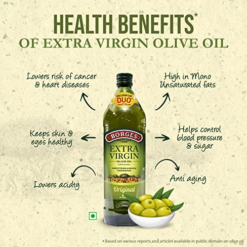 Image of Borges Extra Virgin Olive Oil - 5L |Unrefined & Cold Pressed Oil|Packed in Spain |75% MUFA | Rich in Antioxidants | Ideal For low heat cooking like sauteing & grilling, salad dressing (Pack of 3)