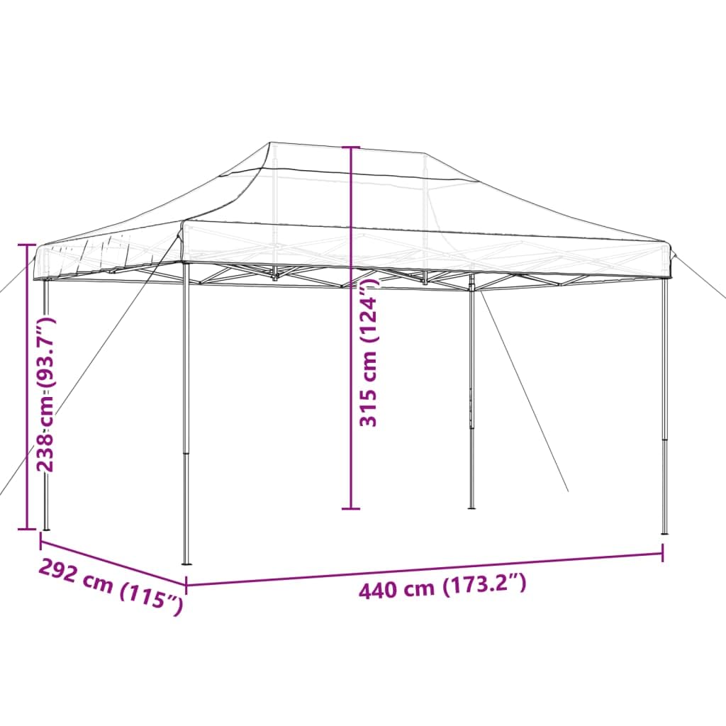 vidaXL Tienda de Fiesta Plegable Pop-Up Taupe 440x292x315 cm