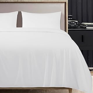 Shilucheng 100% Cotton Queen Size Sheets - 600 Thread Count, Cooling Luxury 100% Egyptian Cotton Bed Sheets, 16" Deep Pocket - Soft Smooth and Wrinkle Free - 4 Piece (White, Queen)