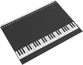 音楽帳 音楽5線ノート 五線ノート 50ページ 10段 ノートブック ピアノ (黒のピアノ模様)