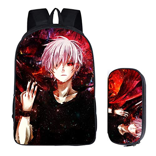 Preisvergleich Produktbild Cosstars Tokyo Ghoul Anime Bilddruck Backpack Rucksack Schultasche + Schreibwaren Box Schüler Schulrucksack Set / 4