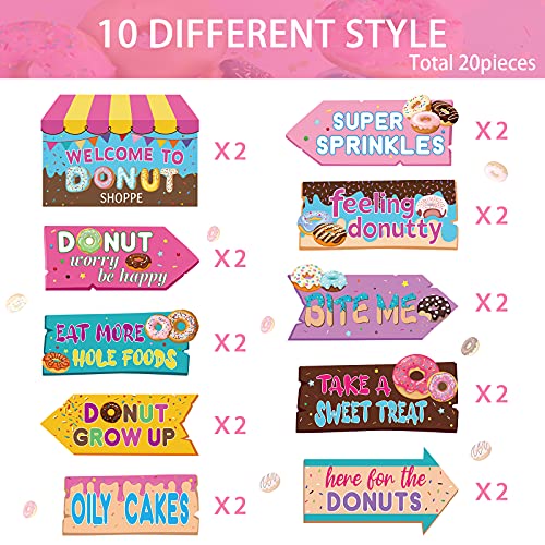 20 Pieces Donut Party Directional Signs Donut Welcome Sign Outdoor Yard Sign Lawn Decoration for Party Decoration Supplies