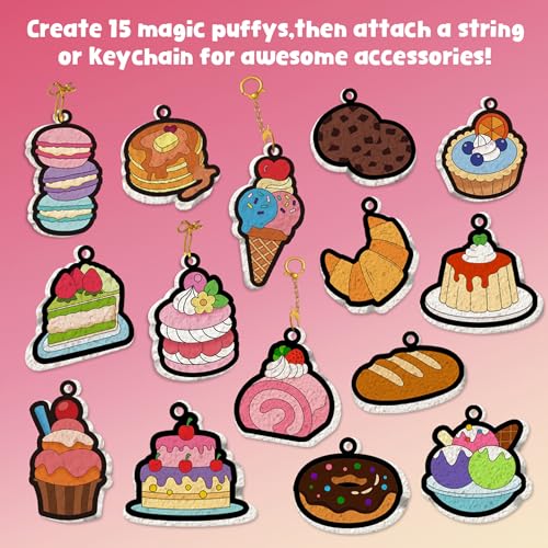 Image of MZYTOZA 3D Art Craft Aqua Magic Puffs Paint Kit - Magic Foam Texture Painting Kit, 15 Mess-Free Paint by Number Craft for Kids, Christmas Gift Idea & Stocking Stuffer(Dessert Style)