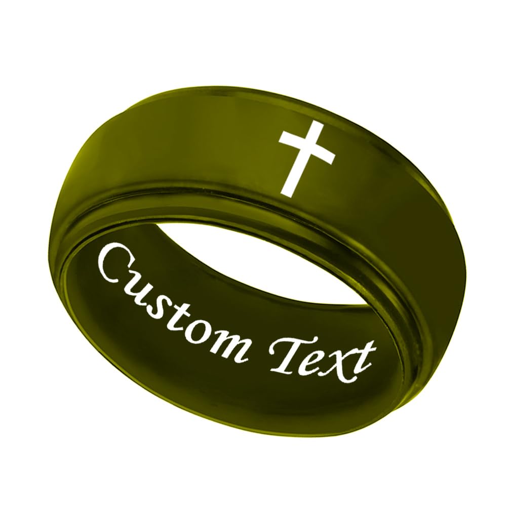 Customize Religious Cross Christian Silicone Rings 8mm Breathable Silicone Step Edges Silicone Wedding Band Engagement Rings Bible Verse Quote Faith