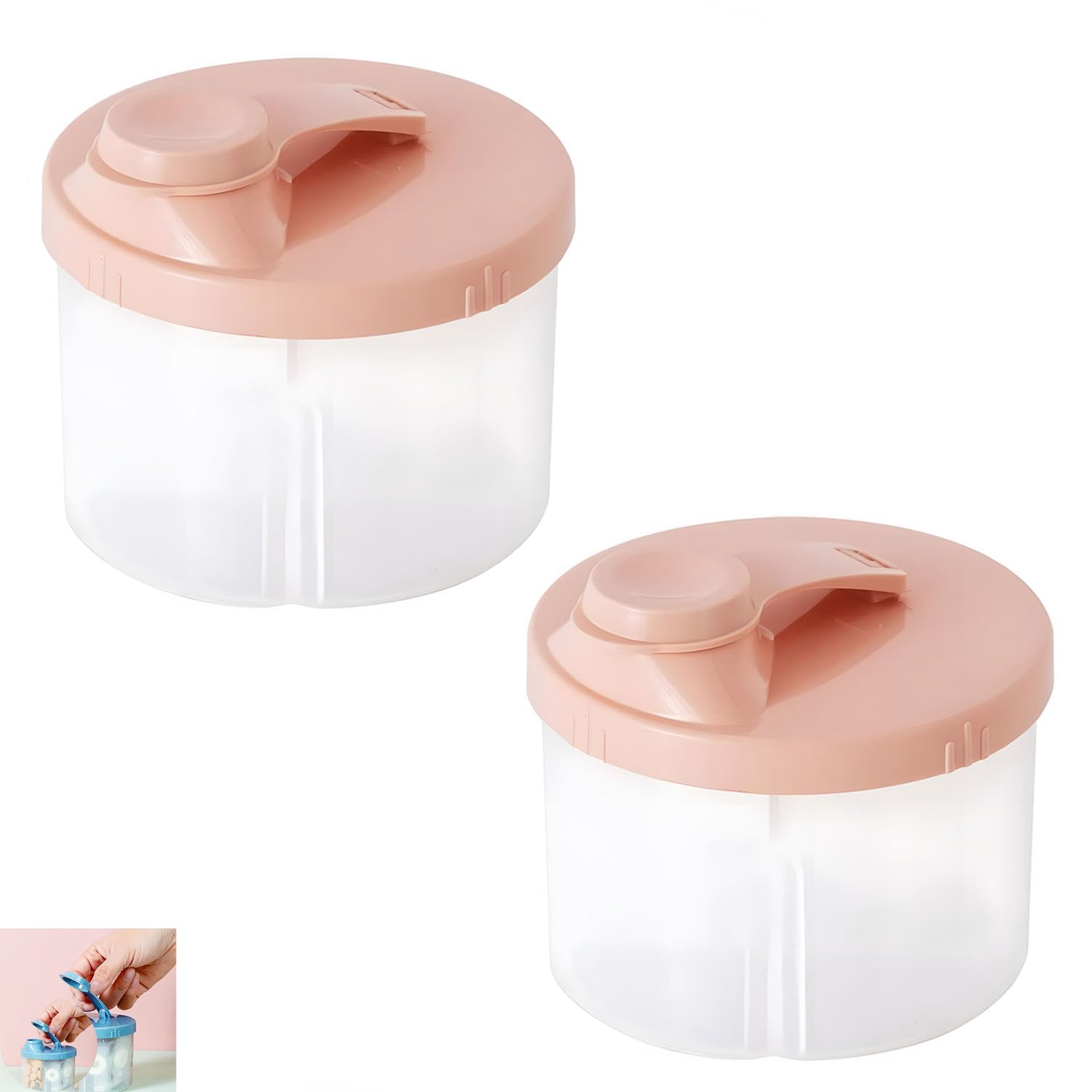 Bolivia's Baby Formula Dispenser, 2 PCS Non-spill Rotating Four-Compartment Formula Container to Go, Formula Dispenser, Milk Powder Kids Snack Container for Infant Toddler Travel (Pink)
