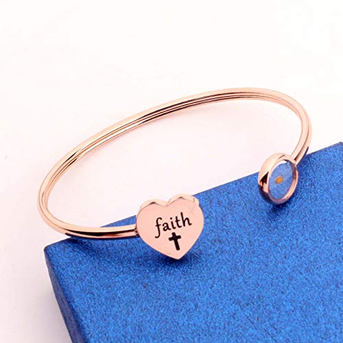 Image of Inspirational Mustard Seed Bangle Faith Cross Cuff Bracelet Jewelry Christian Gift