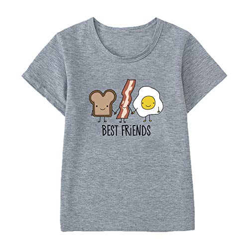 Image of Best Friends Girls Boys Casual Tshirts Funny Novelty Graphic Tees Short Sleeve Crewneck Letter Print Tops