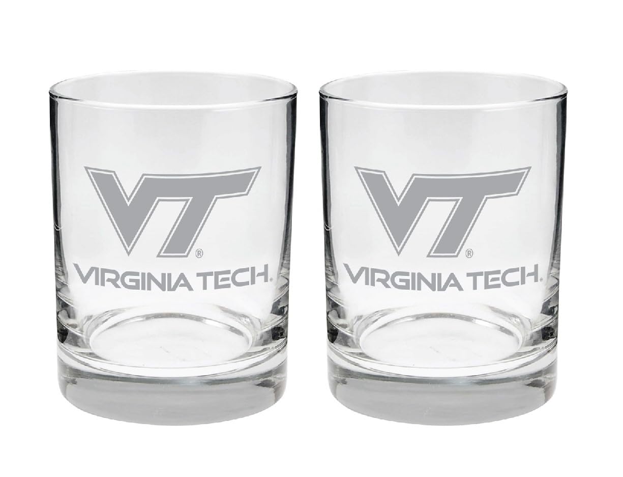 Virginia Tech Hokies 2-Sided Satin Finish Rock Glass Set of 2 14oz