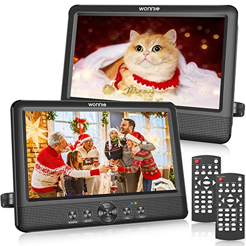 WONNIE 10.5' Two DVD Players Dual Screen Portable Twins CD Player for Car Play a Same or Two...