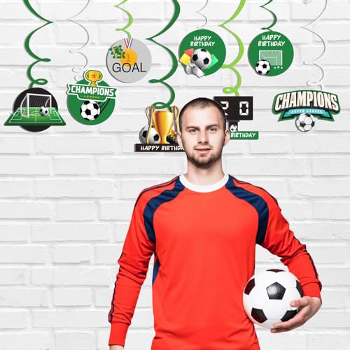 Image of Festiko Set of 16 Pcs Football Theme Happy Birthday Swirls With Cutouts, Football Theme Decorations, Birthday Decoration Items
