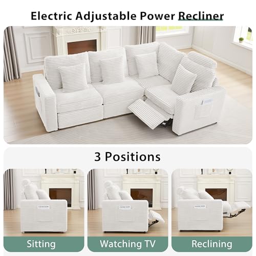Image of RARZOE Modular Sectional Couch Armrests Module, Corduroy Armrests Modular Sofa Side Part for Living Room Modular Sectional Sofa Couch, White
