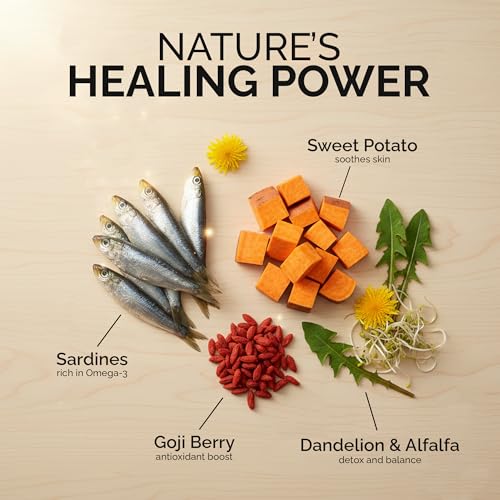 5 Element Food Therapy Allergy, Skin & Coat Superfood Meal Topper – for Itchy Skin, Allergies & Shedding – Whole-Food Mix with Sweet Potato, Sardines, Dandelion Greens & Goji Berries