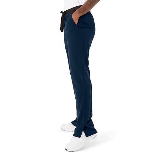 Miniatura 6 de Varick - Pantalón médico de tiro medio para mujer, pierna recta, seis bolsillos, color azul marino, talla XS