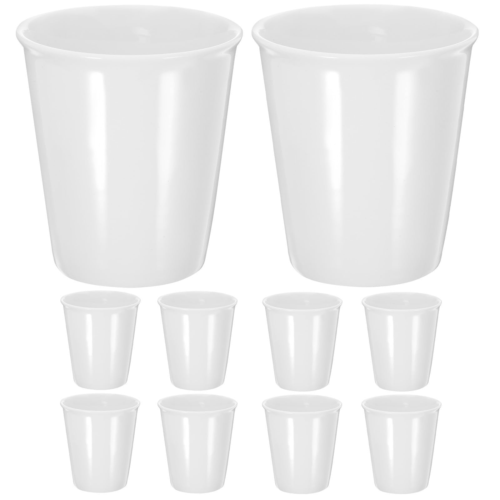OSALADI Tazze in Ceramica Bianca Design Originale da 180ml Set da 10 a Forma di Bicchiere di Carta, Tazze per Tè e Acqua e Artigianato Eccellente per Casa e Ufficio