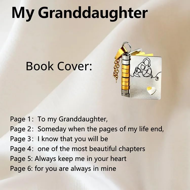Granddaughter Chapter Book Necklace,The Most Beautiful Chapter Book,Personalized Granddaughters Necklaces Gift4