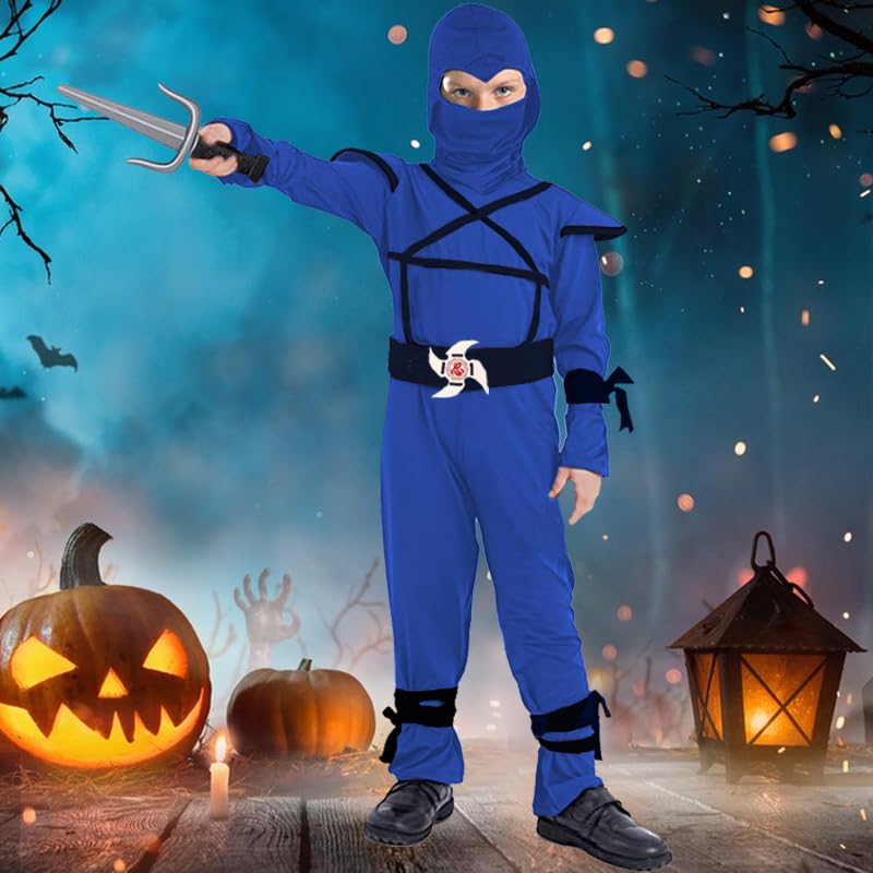 SATKULL Kids Ninja Costumes Halloween Ninja Costume for Boy Deluxe Ninjas Role Playing Dress(Kids-XL-10/12T) - Image 3